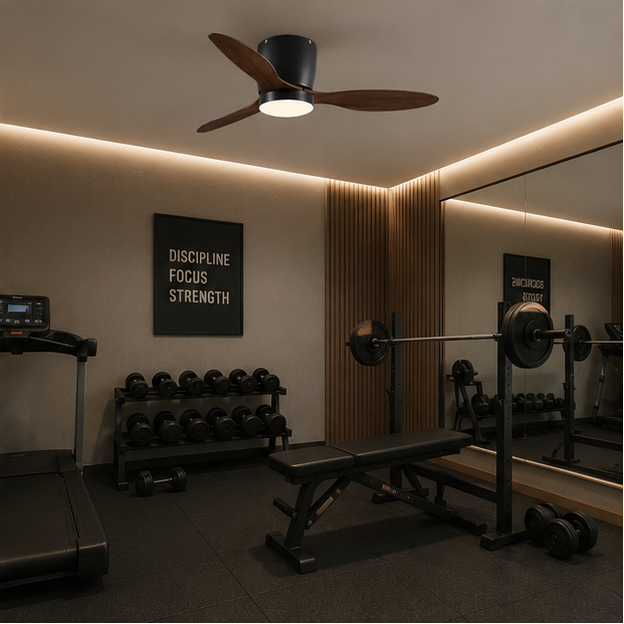 Plafonnier Hélice Bois Noyer et Acier Brossé - Salon Chambre Salle à Manger — Helix