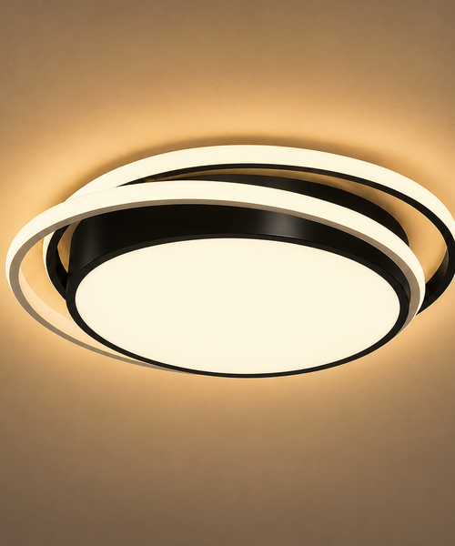 Plafonnier Vagues Métal Blanc Minimaliste et Lune Design Moderne - Salle de Bain Salon Chambre — Flux
