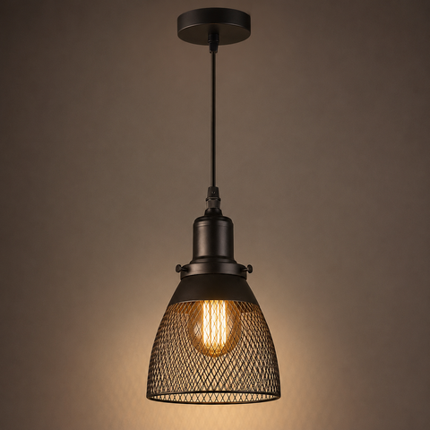 Suspension Cage Métal Noir Industriel Vintage - Cuisine Salon Bureau — Treillis