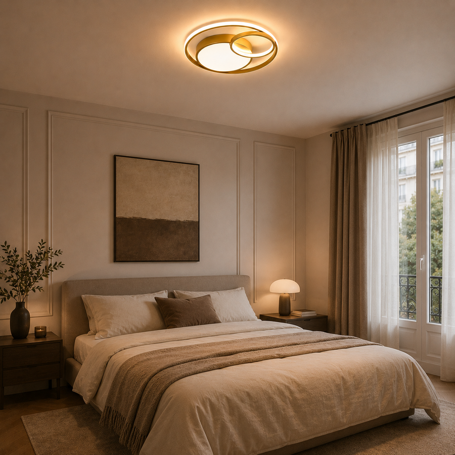 Plafonnier Anneaux Métal Noir et Blanc Minimaliste Design Moderne - Salle de Bain Salon Chambre — Dëris