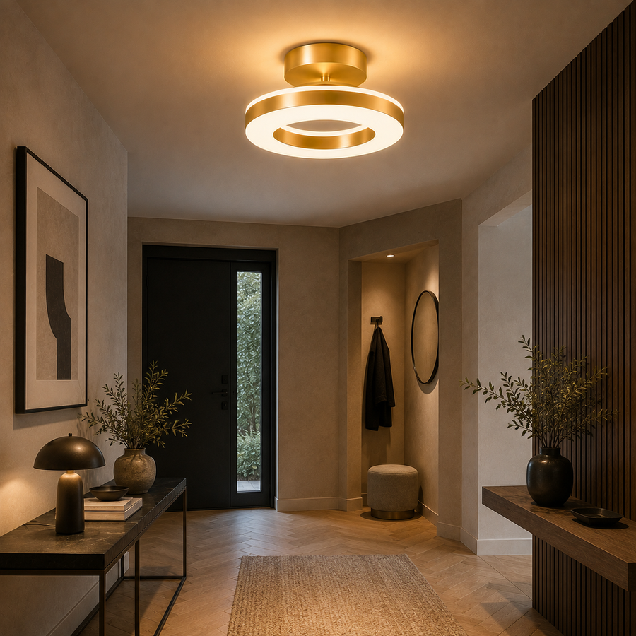 Plafonnier Anneaux Laiton Doré Minimaliste Design Moderne - Salon Salle à Manger Chambre — Ivoire