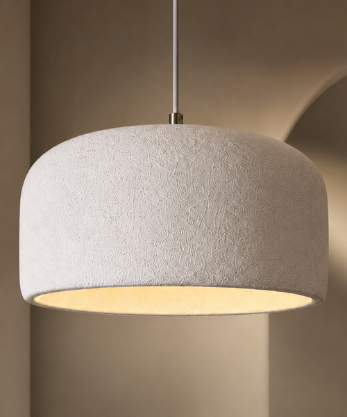 Suspension Cylindre Tissu Blanc Minimaliste Design - Chambre Salon Cuisine — Fulgor