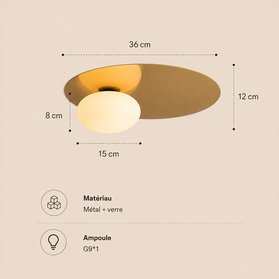 Plafonnier Disque Métal Doré Minimaliste Design Moderne - Salle de Bain Salon Chambre — Plateo