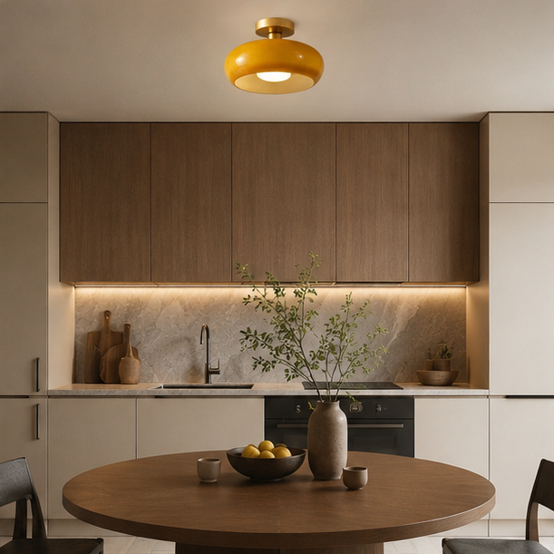 Plafonnier Sphère Verre Opalin et Laiton Minimaliste Design Moderne Boule - Salon Salle à Manger Chambre — Vesta