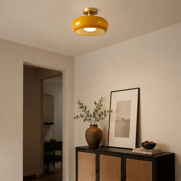 Plafonnier Sphère Verre Opalin et Laiton Minimaliste Design Moderne Boule - Salon Salle à Manger Chambre — Vesta