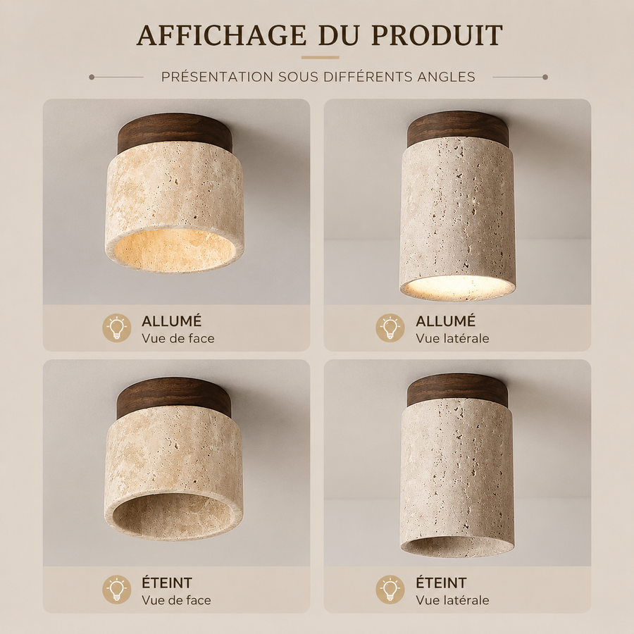Plafonnier Cylindre Béton Blanc Minimaliste Design Moderne - Salle de Bain Salon Chambre — Thuban