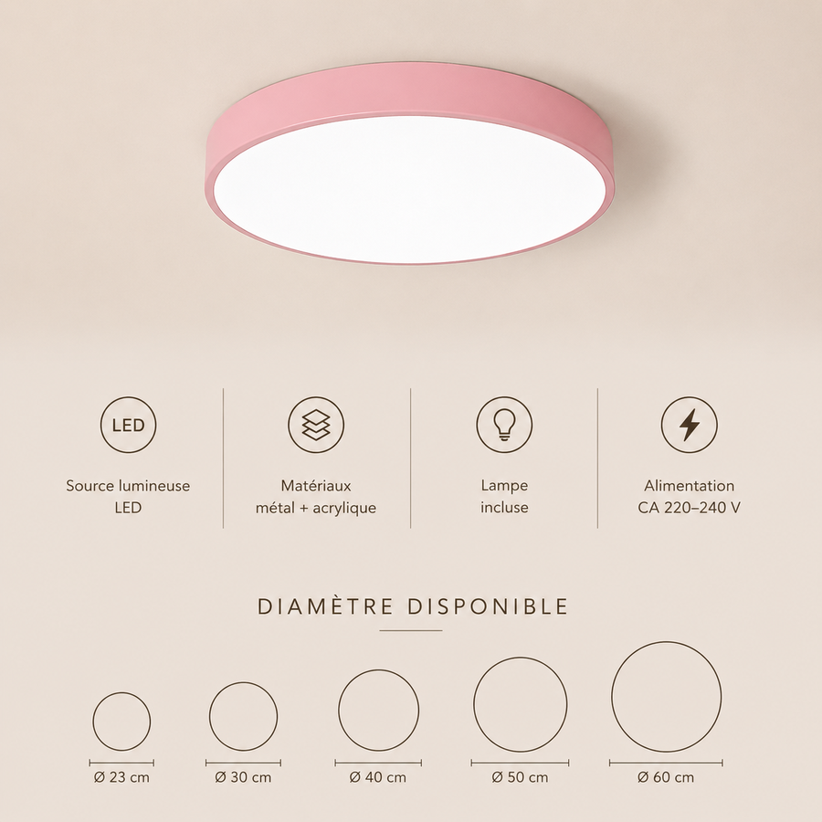 Plafonnier Cylindre Métal Multicolore Minimaliste Design Moderne - Salle de Bain Salon Chambre — Citrine