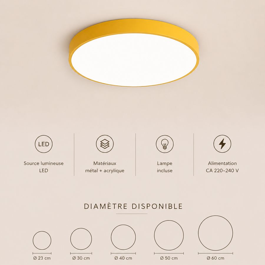 Plafonnier Cylindre Métal Multicolore Minimaliste Design Moderne - Salle de Bain Salon Chambre — Citrine