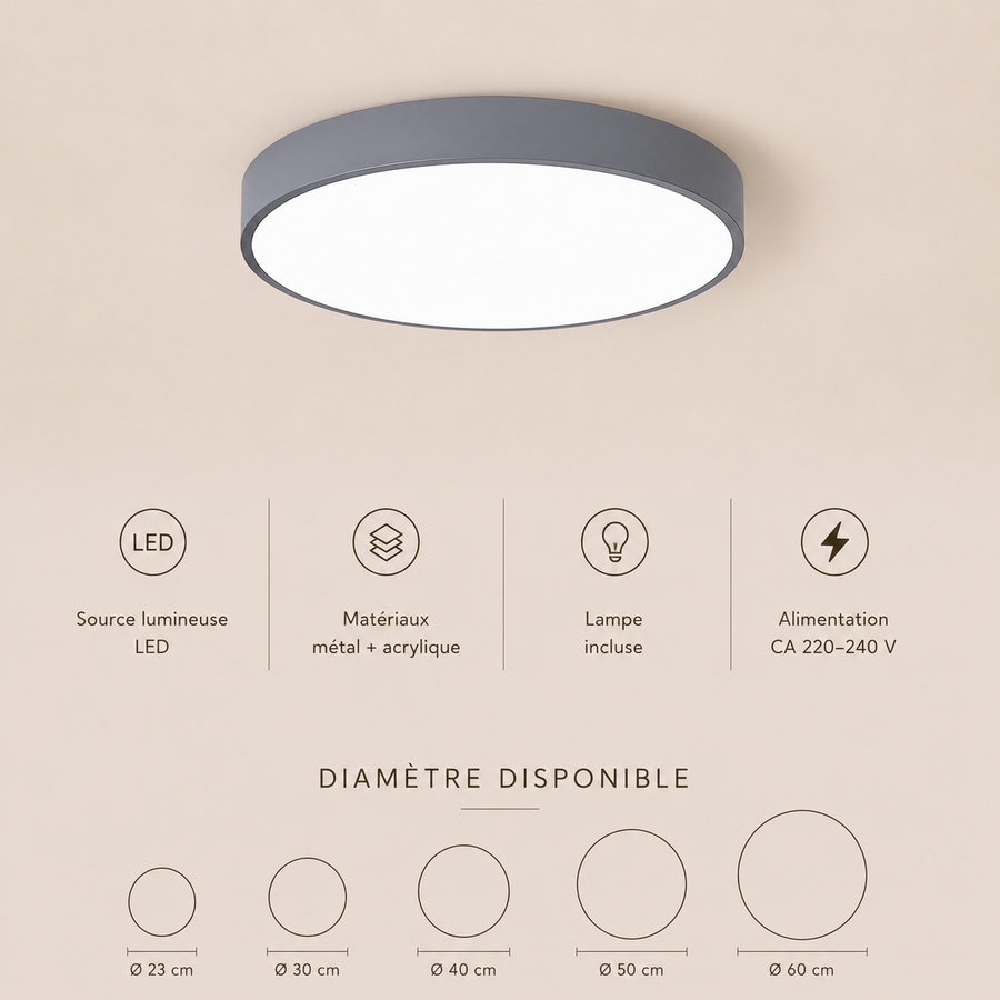 Plafonnier Cylindre Métal Multicolore Minimaliste Design Moderne - Salle de Bain Salon Chambre — Citrine