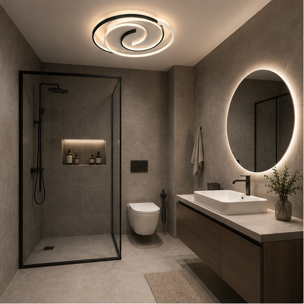 Plafonnier Cylindre Marbre Blanc et Noir Élégant - Salle de Bain Salon Chambre — Péridot