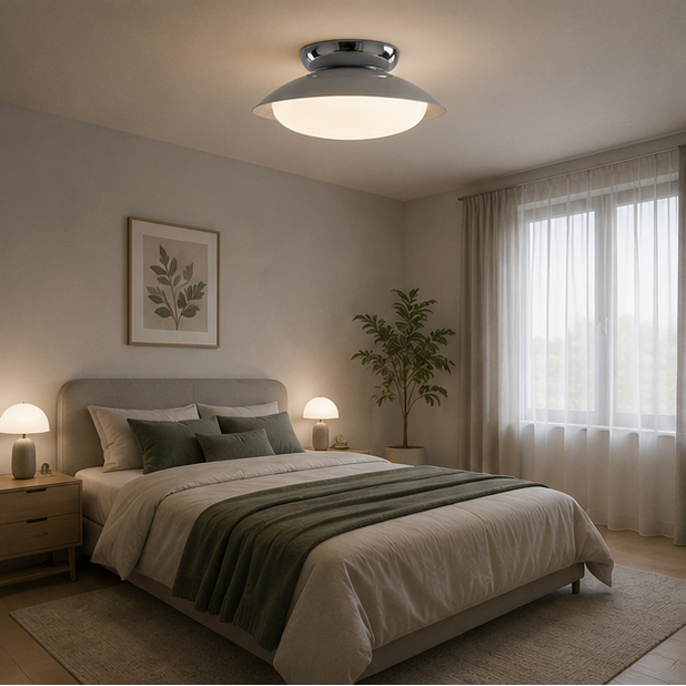 Plafonnier Soucoupe Céramique Vert Olive et Brun - Salle de Bain Salon Chambre — Lazuli
