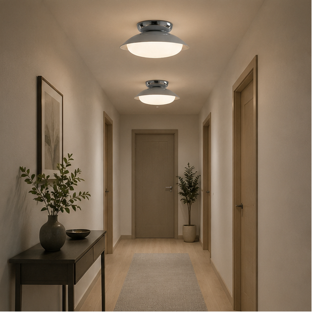 Plafonnier Soucoupe Céramique Vert Olive et Brun - Salle de Bain Salon Chambre — Lazuli