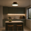 Plafonnier Soucoupe Céramique Vert Olive et Brun - Salle de Bain Salon Chambre — Lazuli
