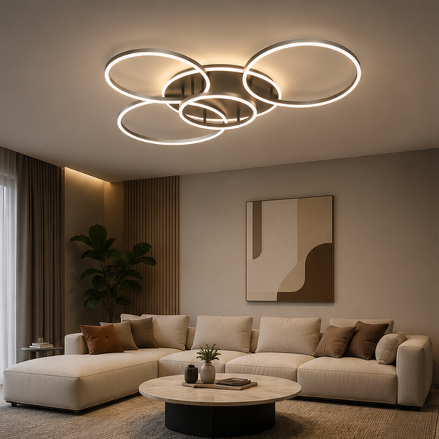 Plafonnier Anneaux Métal Blanc Épuré Minimaliste Design Moderne - Salle de Bain Salon Chambre — Toledo