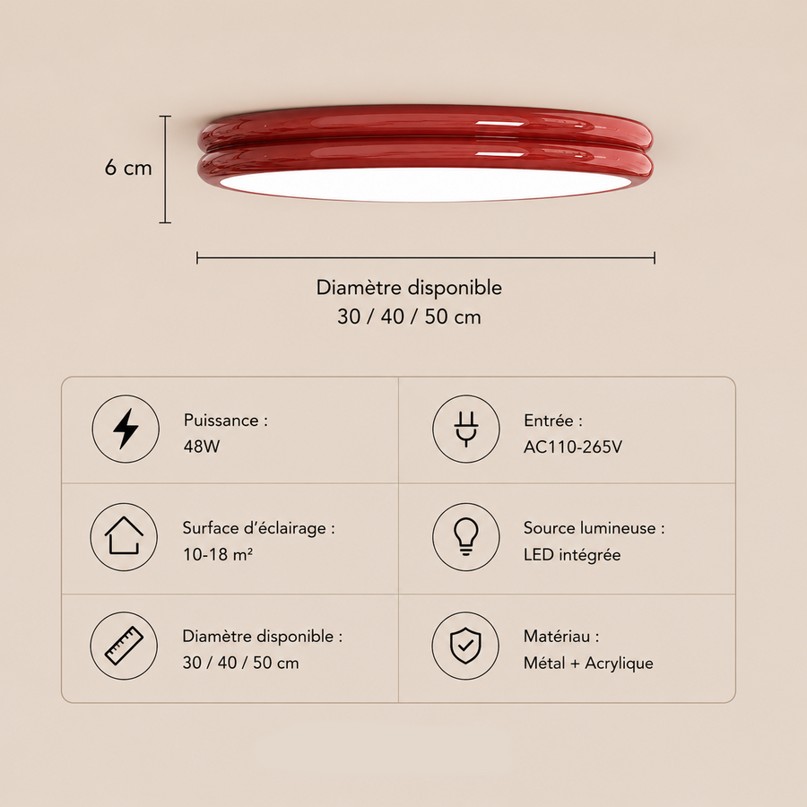 Plafonnier Anneau Céramique Crème Minimaliste Design Moderne - Salle de Bain Salon Chambre — Alcyone