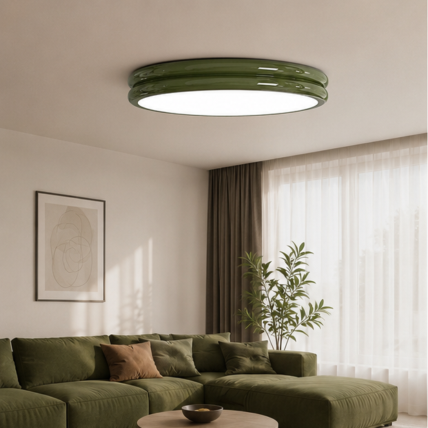 Plafonnier Anneau Céramique Crème Minimaliste Design Moderne - Salle de Bain Salon Chambre — Alcyone