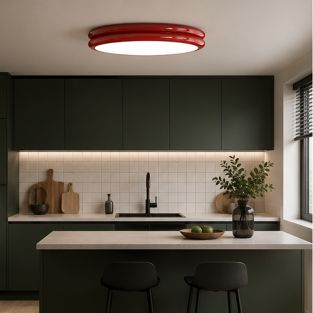Plafonnier Anneau Céramique Crème Minimaliste Design Moderne - Salle de Bain Salon Chambre — Alcyone