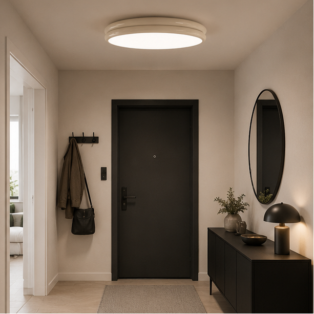 Plafonnier Anneau Céramique Crème Minimaliste Design Moderne - Salle de Bain Salon Chambre — Alcyone