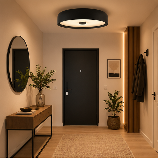 Plafonnier Anneau Métal Rouge Minimaliste Design Moderne - Salle de Bain Salon Chambre — Vibrato