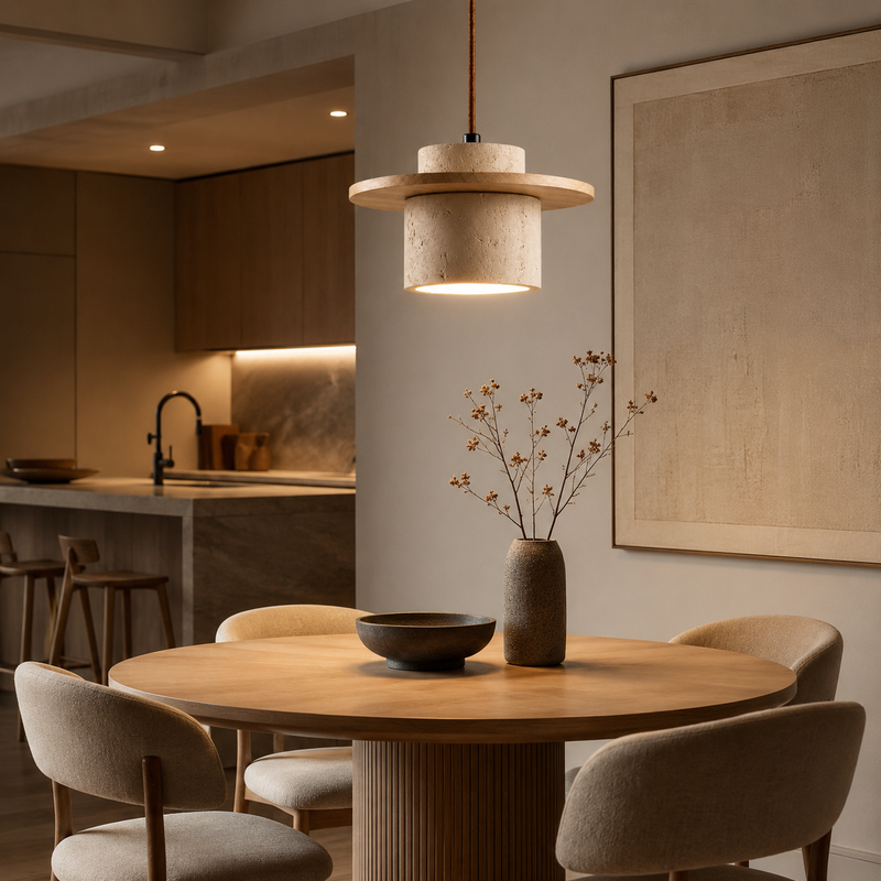 Suspension Cylindre Béton et Métal Marron Minimaliste Design - Chambre Salon Cuisine — Hypatia