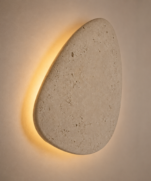 Applique Murale Courbe Pierre Beige Minimaliste Design Moderne - Chambre Salle de Bain Salon — Reflet