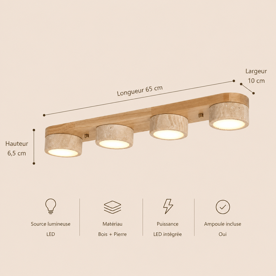 Plafonnier Cylindre Bois Foncé et Béton Épuré Design Moderne - Salon Chambre Salle à Manger — Vivace