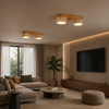 Plafonnier Cylindre Bois Foncé et Béton Épuré Design Moderne - Salon Chambre Salle à Manger — Vivace