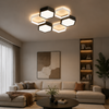 Plafonnier Hexagone Métal Noir et Blanc Minimaliste Design Moderne - Salle de Bain Salon Chambre — Presto
