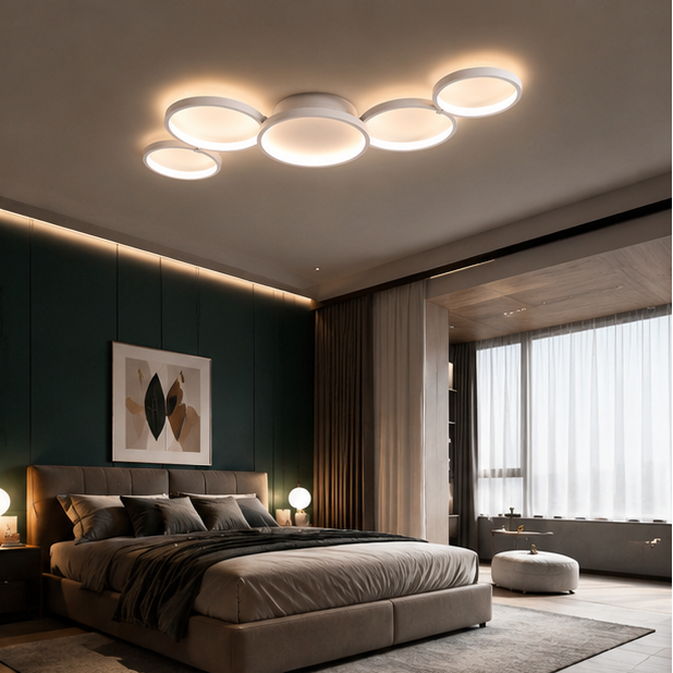 Plafonnier Anneaux Métal Design Salon LED Moderne Minimaliste - Salon Cuisine Chambre — Aether