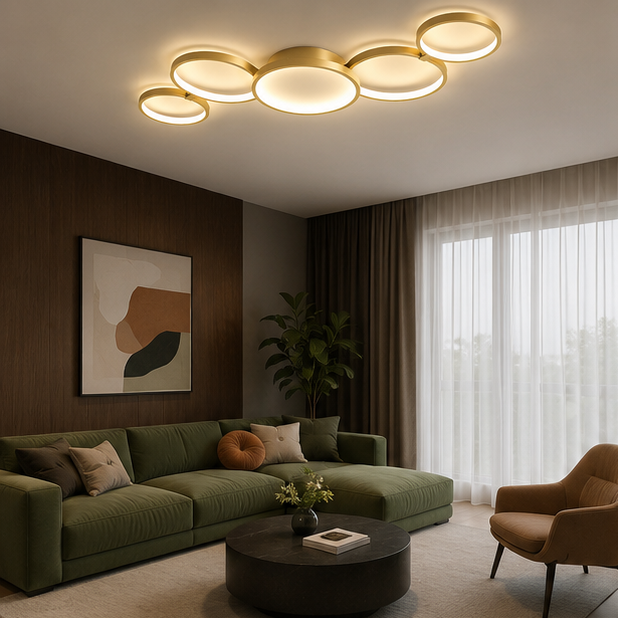 Plafonnier Anneaux Métal Design Salon LED Moderne Minimaliste - Salon Cuisine Chambre — Aether