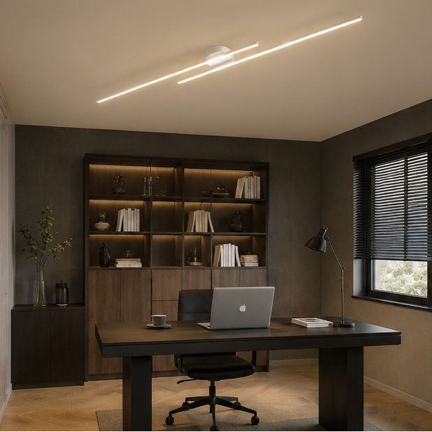 Plafonnier Linéaire Métal Noir Minimaliste Design Moderne - Salle de Bain Salon Chambre — Aase