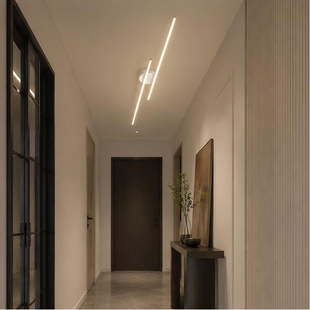 Plafonnier Linéaire Métal Noir Minimaliste Design Moderne - Salle de Bain Salon Chambre — Aase