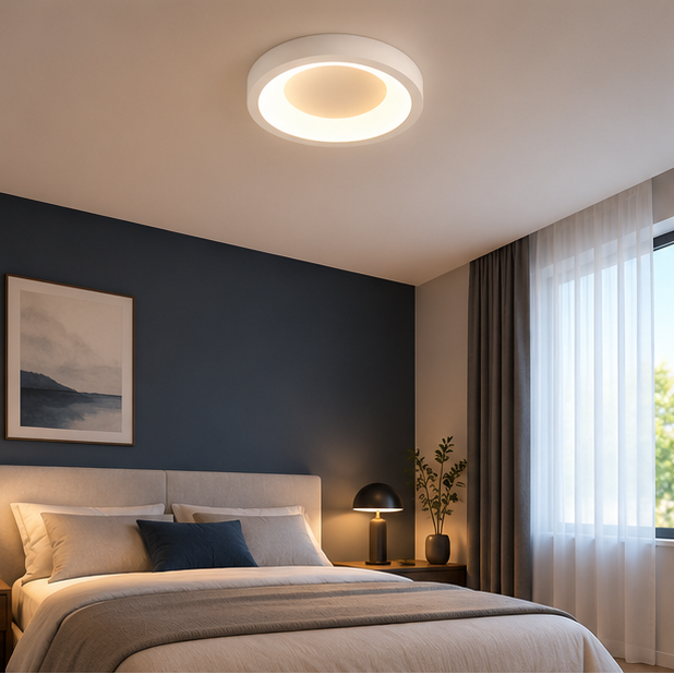 Plafonnier Anneau Métal Blanc Minimaliste Design Moderne - Salle de Bain Salon Chambre — Photon
