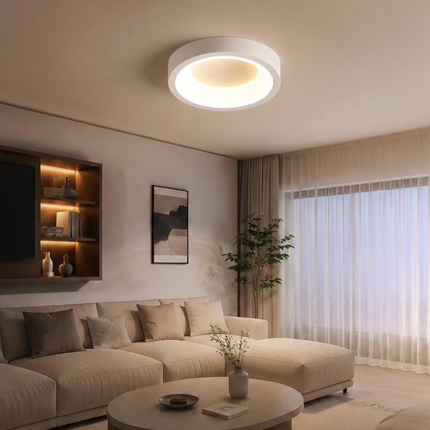 Plafonnier Anneau Métal Blanc Minimaliste Design Moderne - Salle de Bain Salon Chambre — Photon