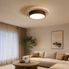 Plafonnier Béton Brut et Bois Naturel Anneau LED - Salon Cuisine Chambre — Quantum