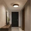 Plafonnier Béton Brut et Bois Naturel Anneau LED - Salon Cuisine Chambre — Quantum