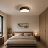 Plafonnier Béton Brut et Bois Naturel Anneau LED - Salon Cuisine Chambre — Quantum