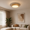 Plafonnier Béton Brut et Bois Naturel Anneau LED - Salon Cuisine Chambre — Quantum