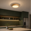 Plafonnier Béton Brut et Bois Naturel Anneau LED - Salon Cuisine Chambre — Quantum