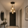 Plafonnier Ampoules Verre Ambré et Métal Noir Mat - Salle de Bain Salon Chambre — Gloire