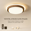 Plafonnier Anneau Bois Naturel et Verre Opalin - Salon Chambre Salle à Manger — Émeraude