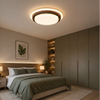 Plafonnier Anneau Bois Naturel et Verre Opalin - Salon Chambre Salle à Manger — Émeraude