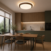Plafonnier Anneau Bois Naturel et Verre Opalin - Salon Chambre Salle à Manger — Émeraude