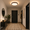 Plafonnier Anneau Bois Naturel et Verre Opalin - Salon Chambre Salle à Manger — Émeraude