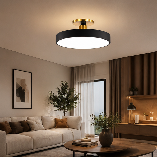 Plafonnier Anneau Métal Noir Minimaliste Design Moderne - Salle de Bain Salon Chambre — Grasse