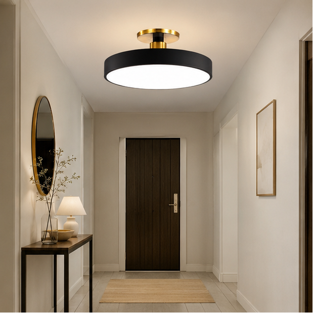 Plafonnier Anneau Métal Noir Minimaliste Design Moderne - Salle de Bain Salon Chambre — Grasse