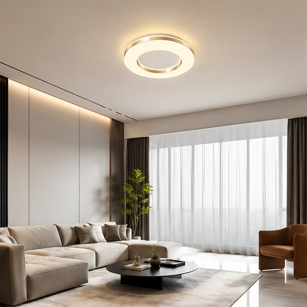 Plafonnier Anneau Métal Blanc Épuré Minimaliste Design Moderne - Salle de Bain Salon Chambre — Ferrara