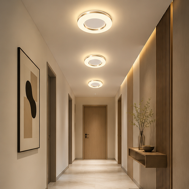 Plafonnier Anneau Métal Blanc Épuré Minimaliste Design Moderne - Salle de Bain Salon Chambre — Ferrara