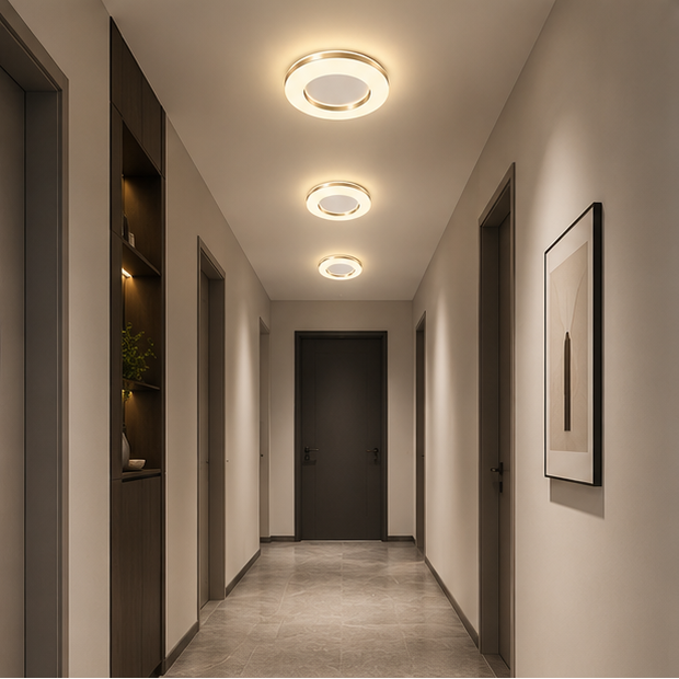 Plafonnier Anneau Métal Blanc Épuré Minimaliste Design Moderne - Salle de Bain Salon Chambre — Ferrara