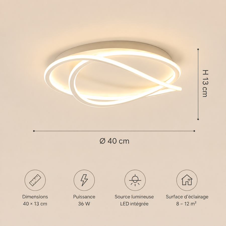 Plafonnier Anneaux Métal Blanc Minimaliste Design Moderne - Salle de Bain Salon Chambre — Maestral
